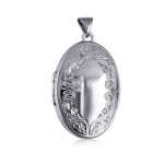 Sterling Silver Scroll  Oval Locket