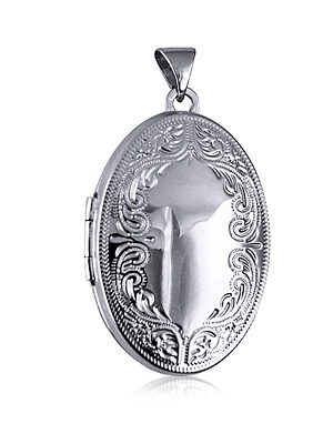 Sterling Silver Scroll  Oval Locket