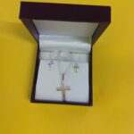 Sterling Silver 925 Curb Chain Cross pendant Earrings