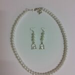 Faux Pearl Necklace with bird charm Earrings