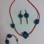 Turquoise Howlite bead necklace with matching Earrings and Bracelet