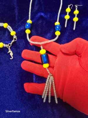 Blue and Yellow Glass Bead Necklace