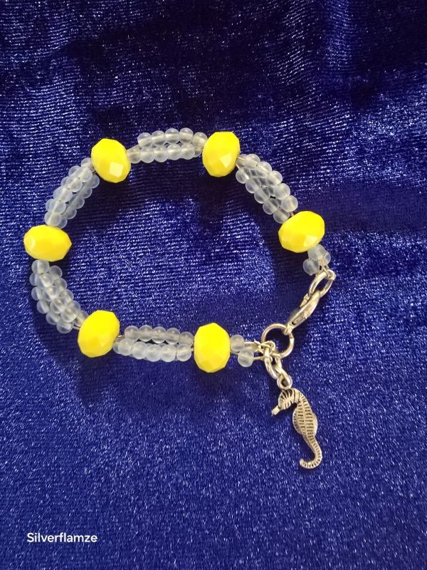 Blue and Yellow Glass Bead Necklace