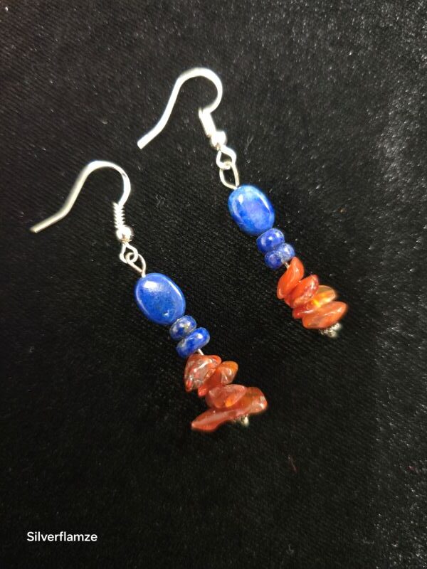 Lapis Lazuli Carnelian Copper Heart Necklace Set - Image 5