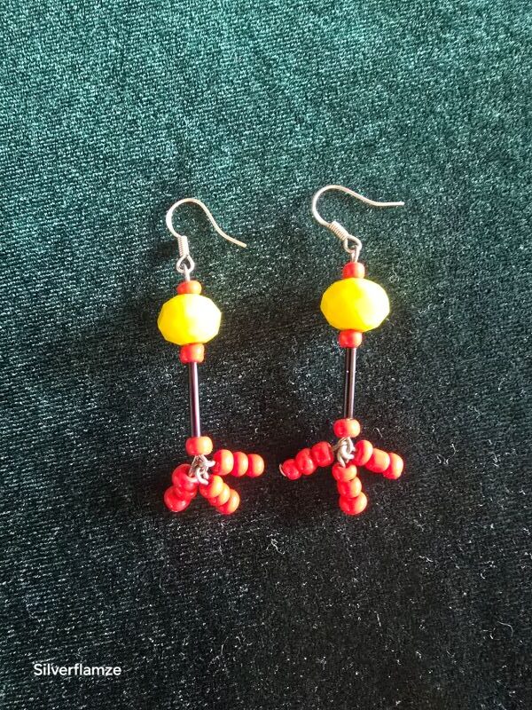Red Yellow Black Glass Bead Necklace Set