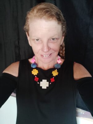 Rainbow Howlite Cross bead Necklace with Earrings