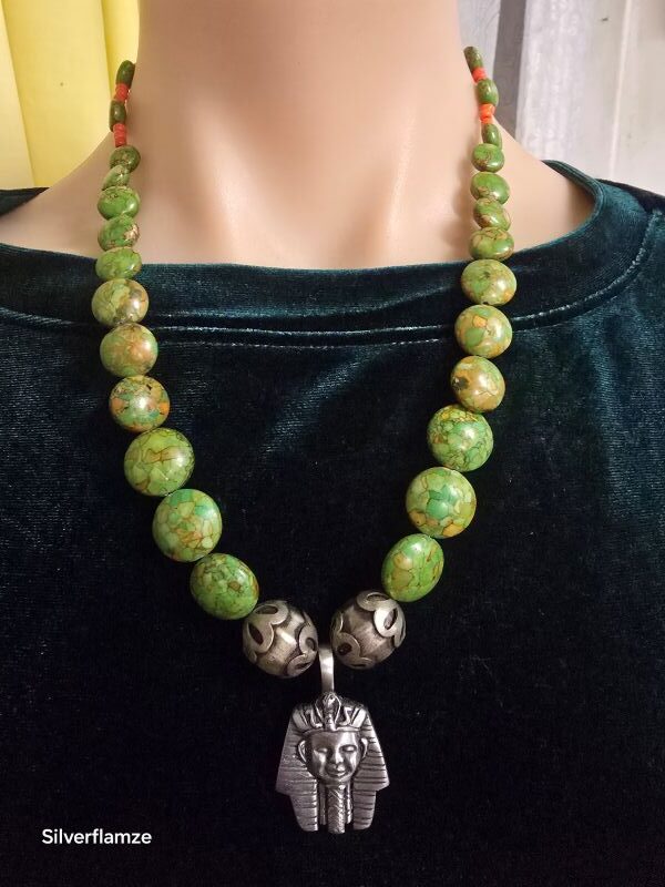 Sea Sediment Pewter Tutankhamun Necklace Set
