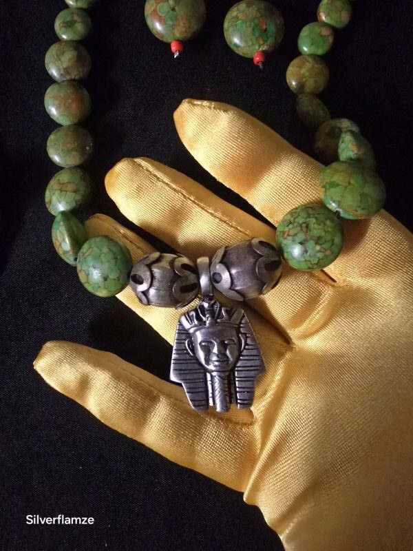 Sea Sediment Pewter Tutankhamun Necklace Set