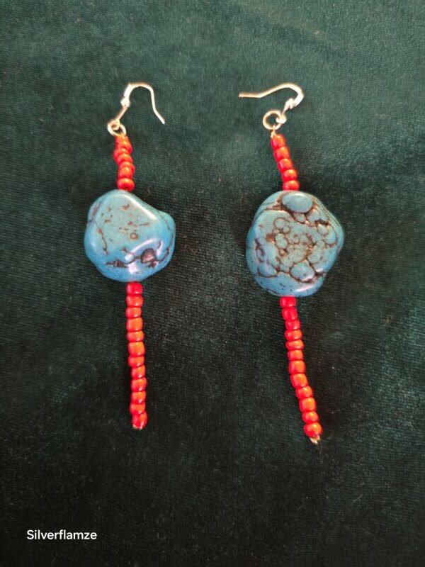 Turquoise Howlite Orange Bead Necklace