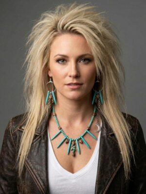 Brown Skull Blue Howlite Bead Necklace