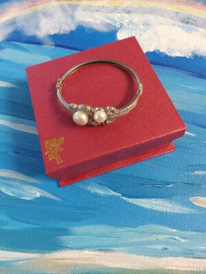 Sterling Silver Cubic Zircon Pearl tennis Bangle