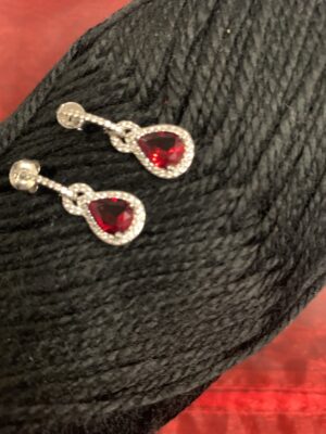 Ruby Cubic Zircon Sterling Silver Earrings