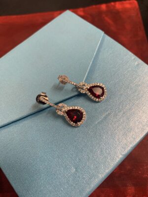 Ruby Cubic Zircon Sterling Silver Earrings