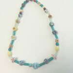 Ceramic and Blue Glass Boho Beaded Necklace