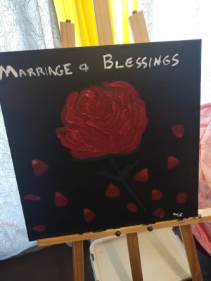 Marriage and Blessing Red Rose Painting