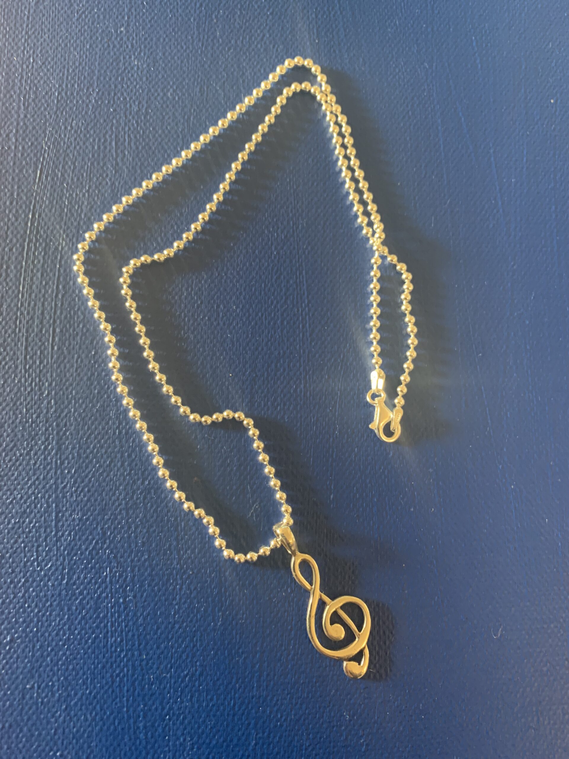 Sterling Silver Vintage Music Note and Sterling silver Italian Ball chain