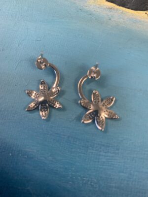 Sterling Silver Flower Cubic Zircon Earrings Studs