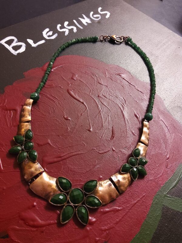 Antique Jewelled Copper Coller Necklace and Aventurine