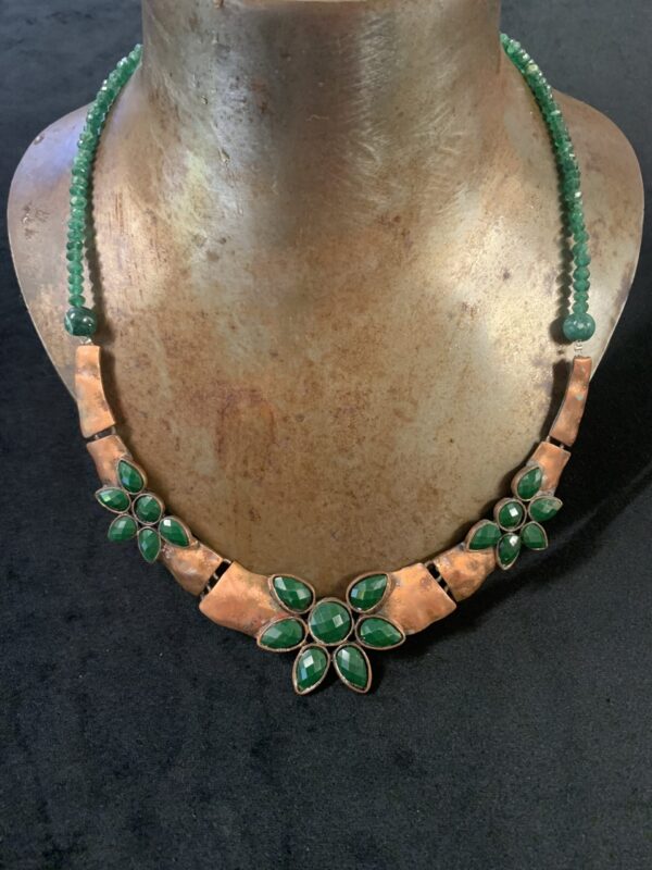 Antique Emerald Beaded Copper Collar