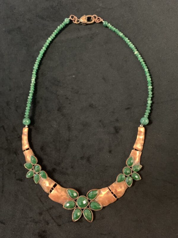 Antique Emerald Beaded Copper Collar