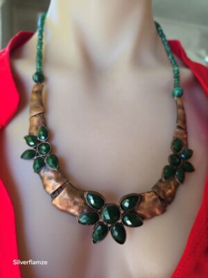 Green Aventurine Vintage Copper Necklace