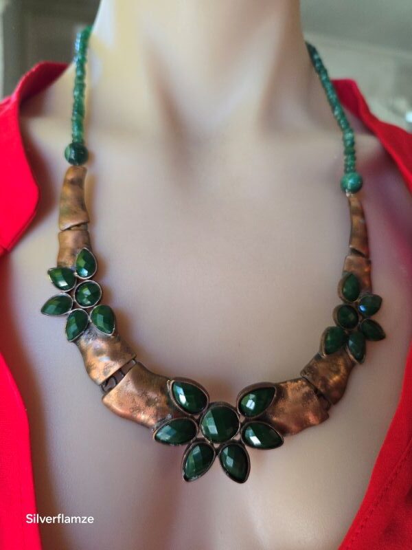 Green Aventurine Vintage Copper Necklace