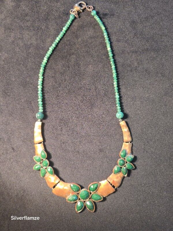 Green Aventurine Vintage Copper Necklace