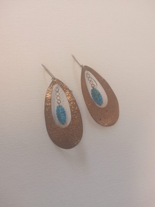 Embossed Handmade Copper Hoop Earrings