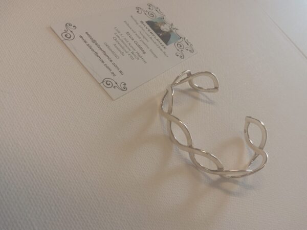 Sterling Silver Solid Wave Cuff Bangle