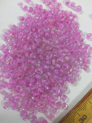 Clear edged Pink Glass Seed Beads