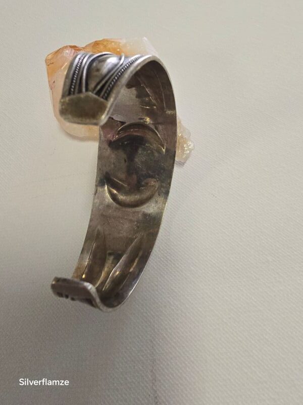 Sterling Silver Carnelian Gem Cuff Bangle - Image 5