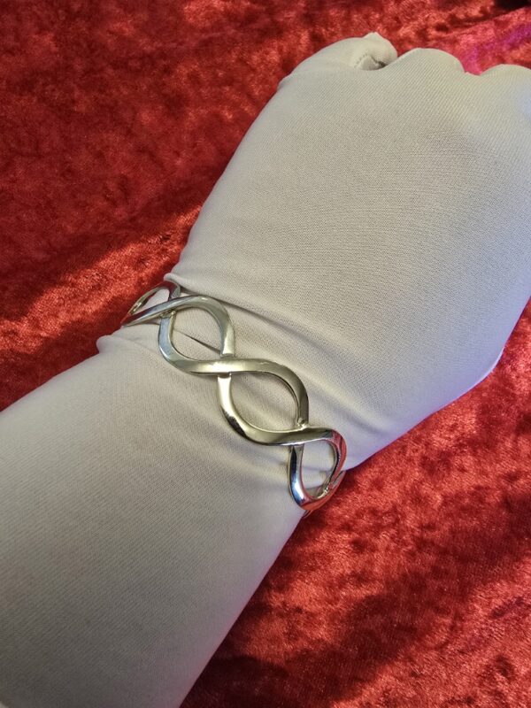 Sterling Silver Solid Wave Cuff Bangle - Image 2