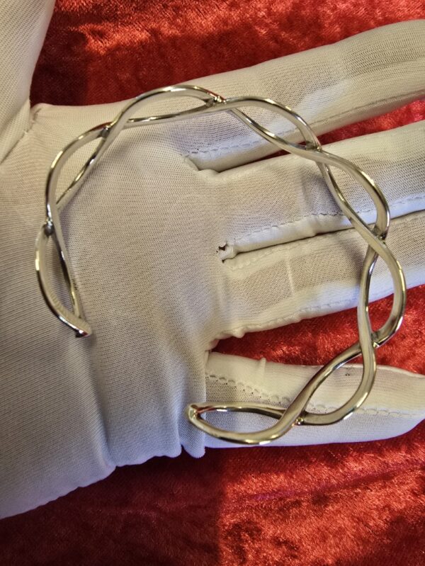 Sterling Silver Solid Wave Cuff Bangle - Image 5