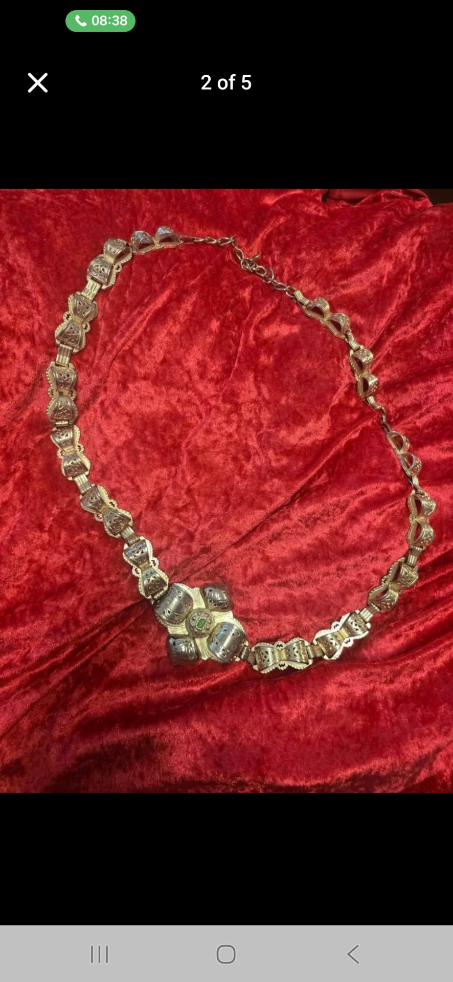 Antique Spanish Silver White Metal Fashionable Belt - Image 3