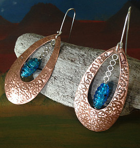 Embossed Copper Hoop Earrings