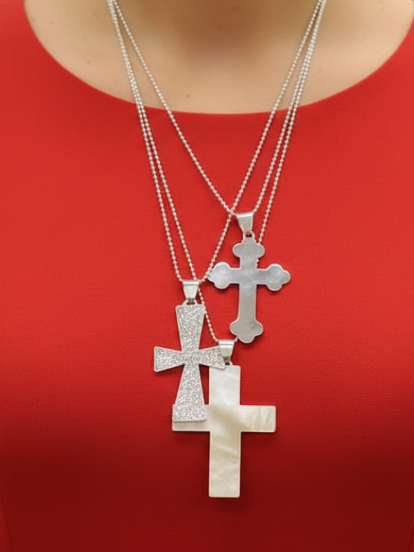 3 sterling silver cross designs on necklaces