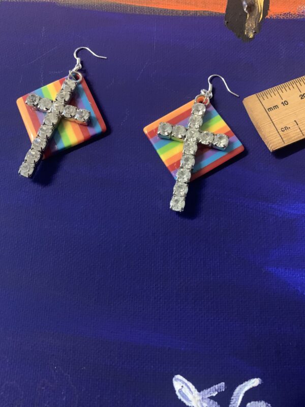 Rainbow Swarovski Cross Earrings - Image 2