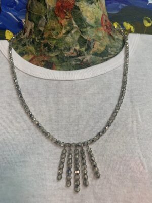 Silver Crystal Glass Beaded Disco Necklace