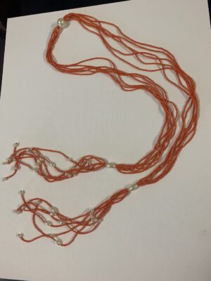 Orange Glass Seed Beaded Multiple Strand Necklace