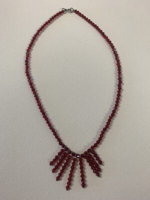 Red Crystal Glass Beaded Disco Necklace