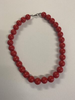 Vintage Red Plastic Beaded Necklace