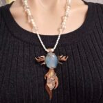 Copper Flamze Cross Pendant Bead Necklace