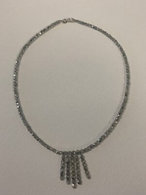 Silver Crystal Glass Beaded Disco Necklace