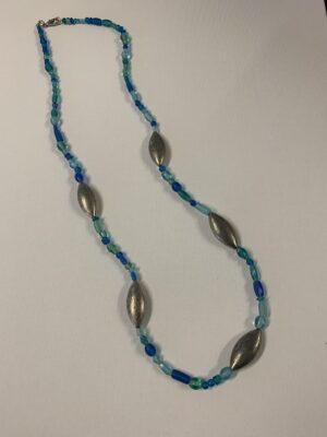 Vintage Blue Glass Beaded Necklace