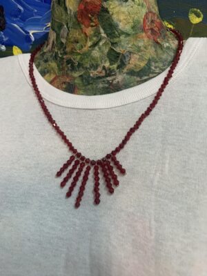 Red Crystal Glass Beaded Disco Necklace