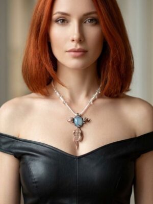 Copper Flamze Cross Pendant Bead Necklace