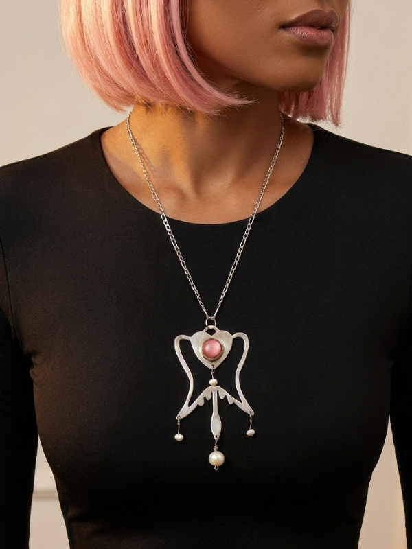Sterling Silver Heart Wing Pendant Necklace