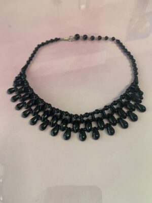 Black beaded Glass Vintage Necklace