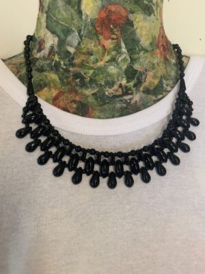 Black beaded Glass Vintage Necklace