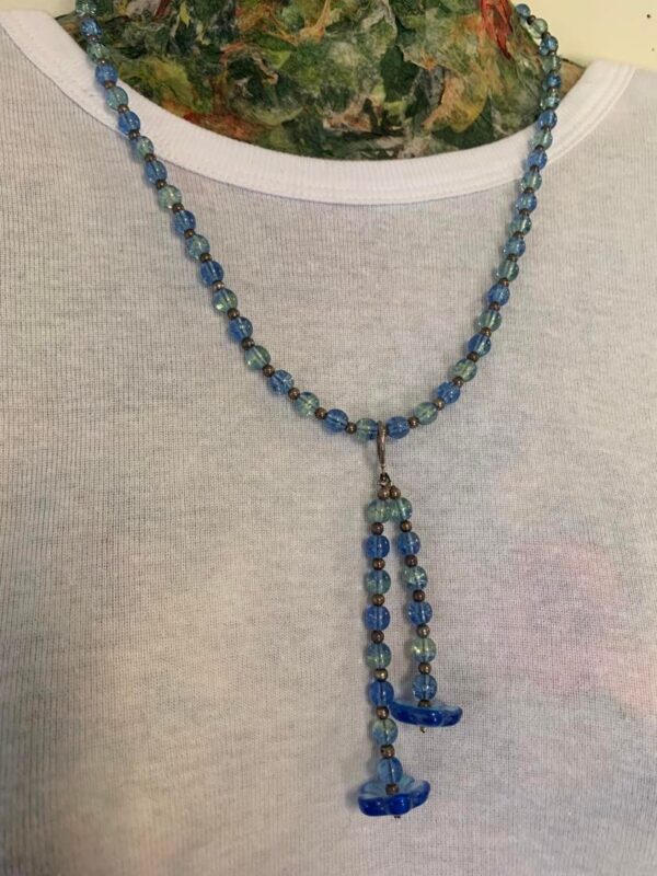 Blue Glass Flower Necklace